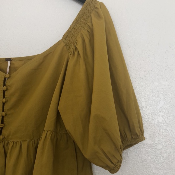 Free People Button Front Puffed Sleeve Top - Picture 6 of 6